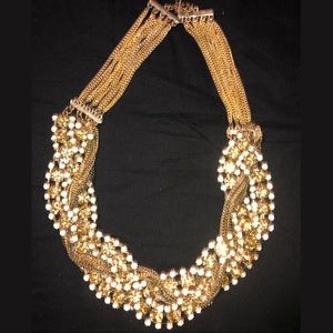 Gold/Bronze/White rhinestone necklace